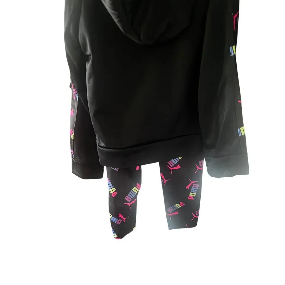 Puma Jogger Set Size 5 Black Neon Multicolored Hooded Set Full front Zip